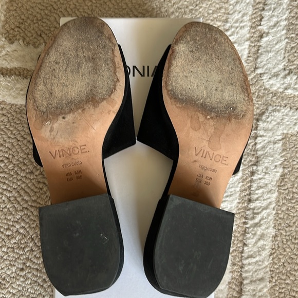 Vince Rachelle-2 Black Suede Slide with Block Heel Size 8.5 - Picture 8 of 11